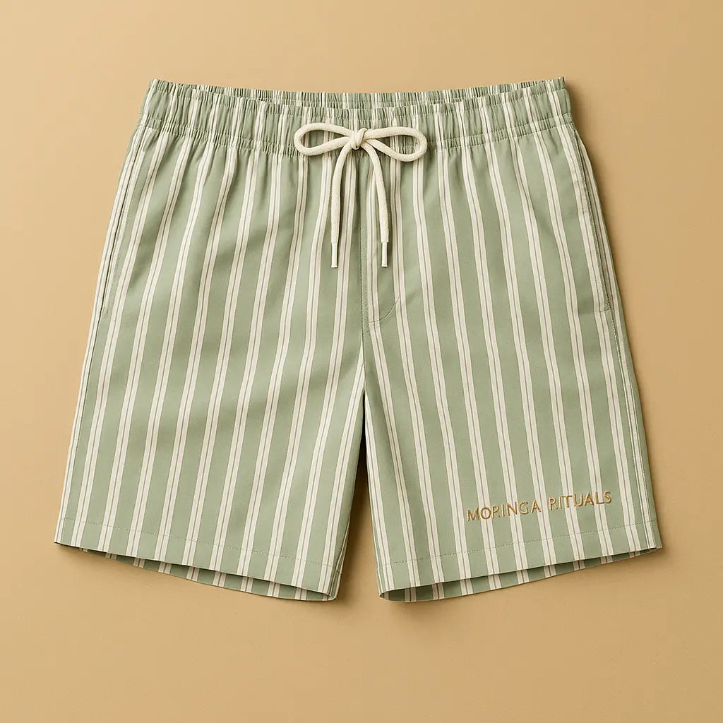 Maillot de Bain Homme Moringa Rituals – Rayé Vert Sauge & Blanc MORINGA RITUALS.