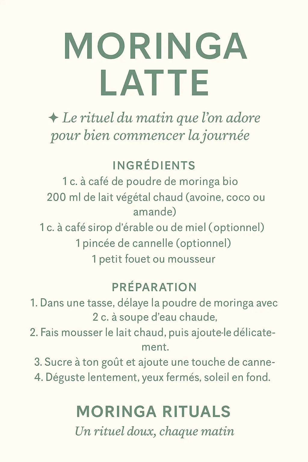 Recette Latte à base de poudre moringa